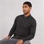French Connection Mens Long Sleeve J Polo Shirt Charcoal Mel/Black