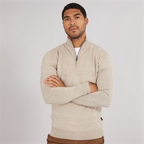 French Connection Mens Cash 1/2 Zip Jumper Camel Mel
