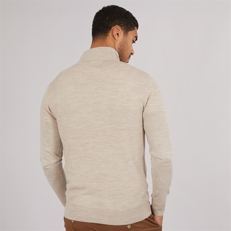 French Connection Mens Cash 1/2 Zip Jumper Camel Mel