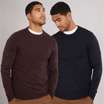 French Connection Mens Cash Two Pack Crew Neck Jumpers Multi 2 - Marine/Chateaux