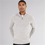 French Connection Mens 5 Chenille 1/2 Zip Jumper Light Grey Mel