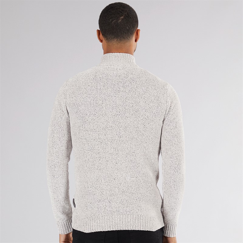 French Connection Mens 5 Chenille 1/2 Zip Jumper Light Grey Mel