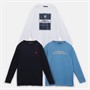 French Connection Boys Units Three Pack Long Sleeve Tops White/Mid Blue/Marine