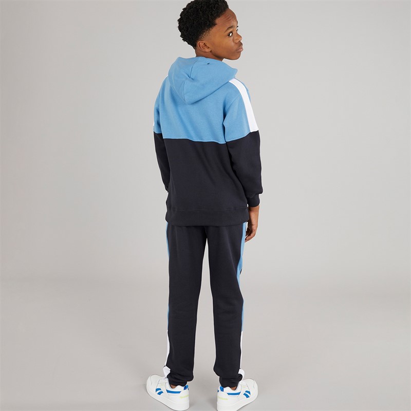 French Connection Boys Chopped Hoodie And Joggers Tracksuit Marine/Mid Blue