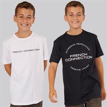 French Connection Boys Chord Two Pack T-Shirts Marine/White