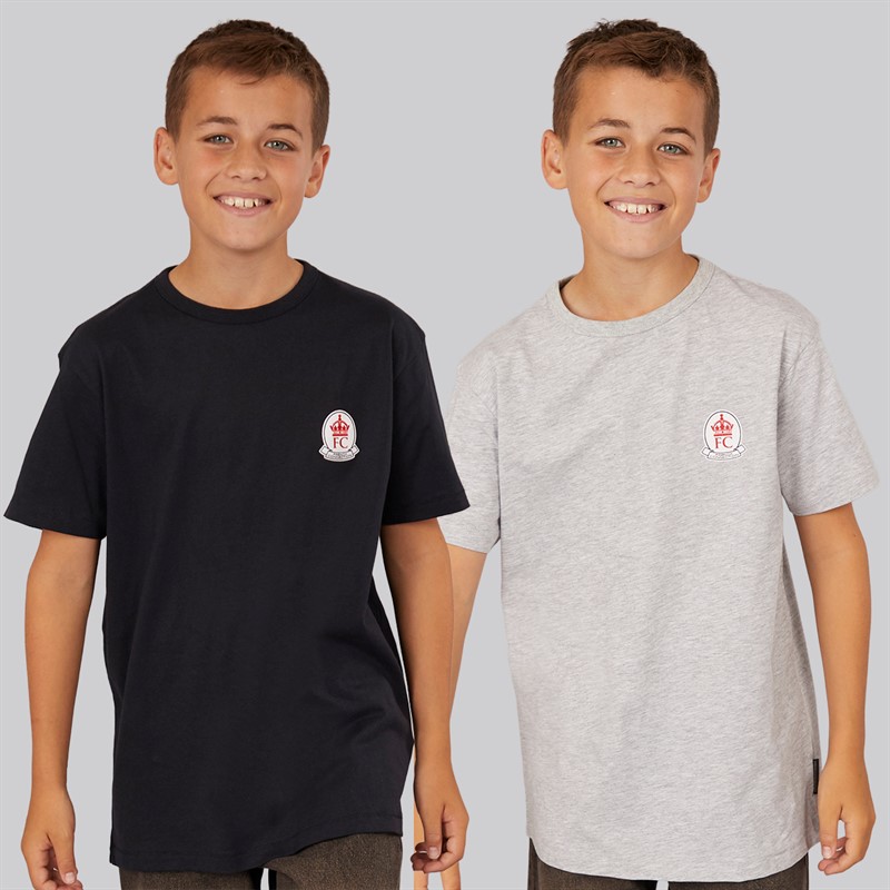 French Connection Boys Dalps Two Pack T-Shirts Marine/Light Grey Marl
