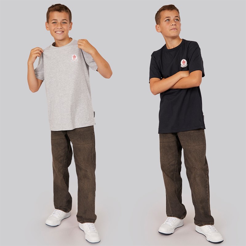 French Connection Boys Dalps Two Pack T-Shirts Marine/Light Grey Marl