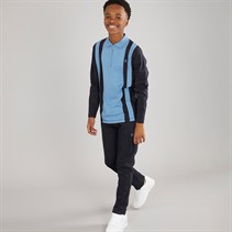 French Connection Boys Court Zip Polo And Joggers Set Marine/Mid Blue