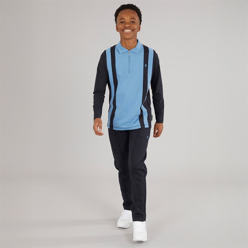 French Connection Boys Court Zip Polo Shirt and Jogger Set MARINE/MID BLUE