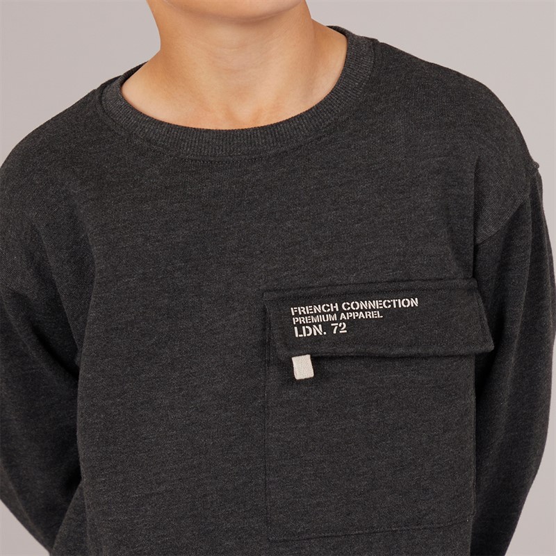 French Connection Boys Zone Crew Sweatshirt And Cargo Pants Set Charcoal/Stone