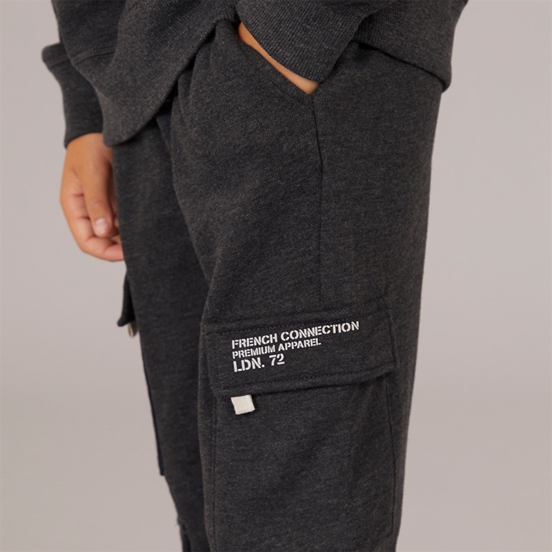 French Connection Boys Zone Crew Sweatshirt And Cargo Pants Set Charcoal/Stone