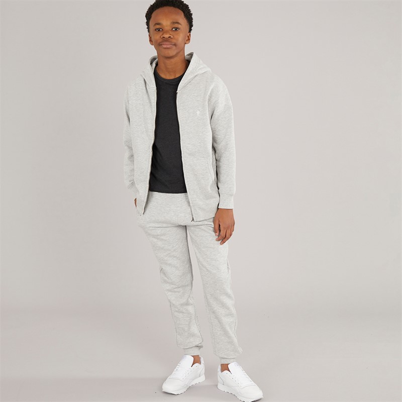 French Connection Boys Zip Hoodie And Joggers Tracksuit Light Grey Mel - Size 9/10Y