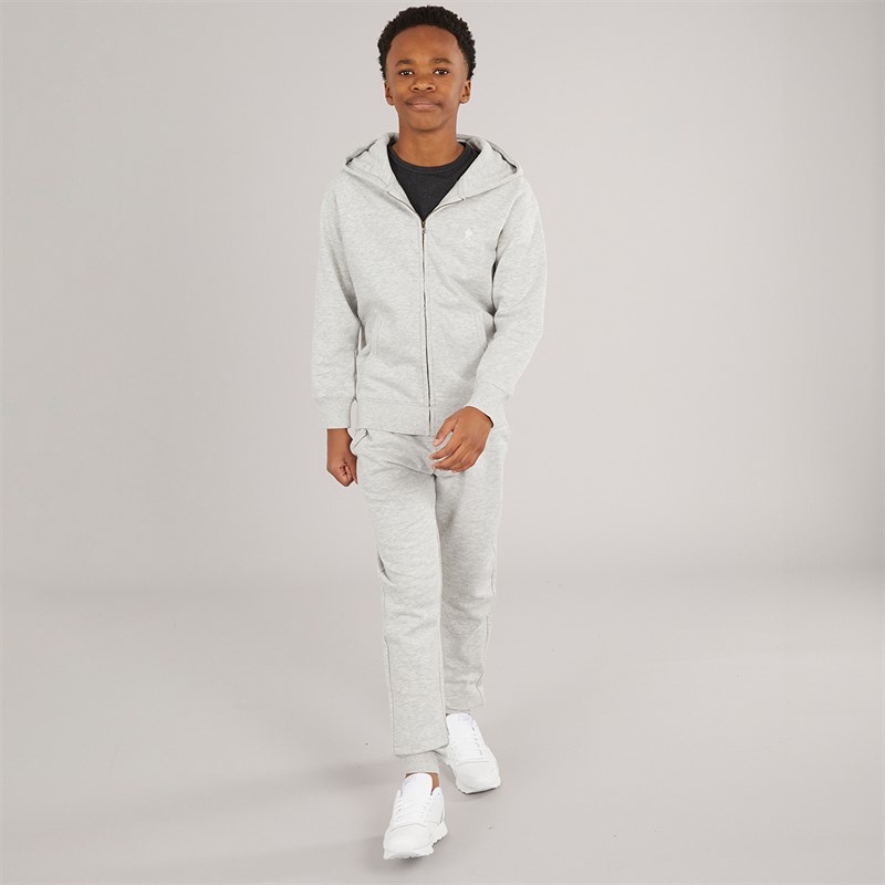 French Connection Boys Zip Hoodie And Joggers Tracksuit Light Grey Mel