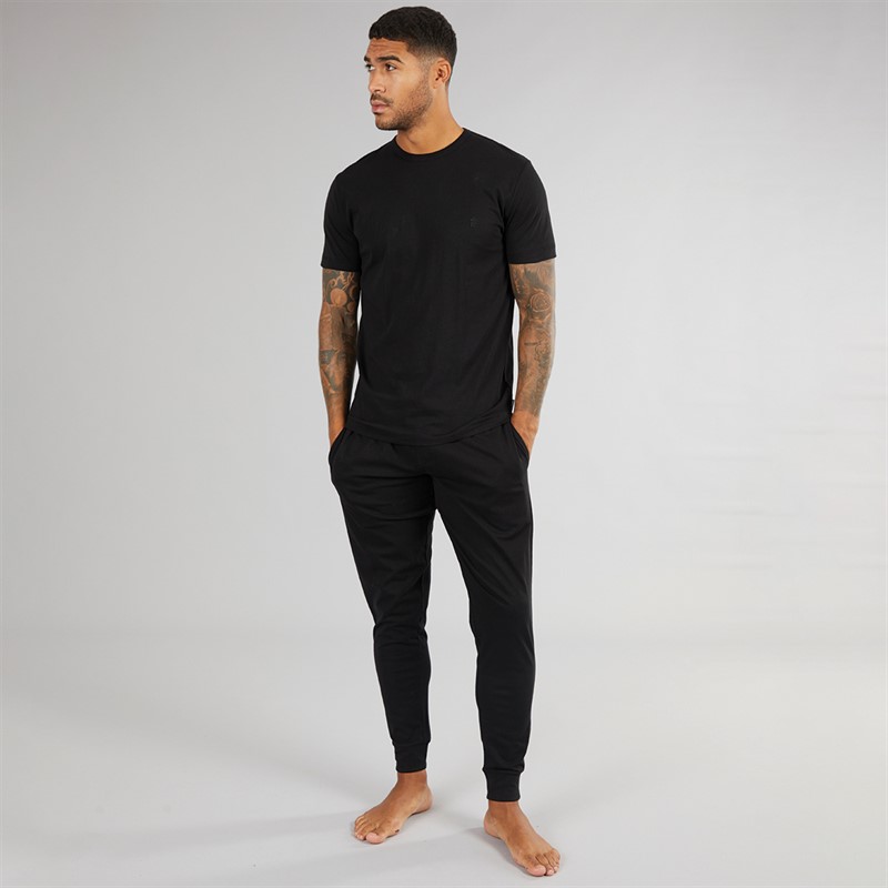 French Connection Mens FC Joggers And T-Shirt Lounge Set Black
