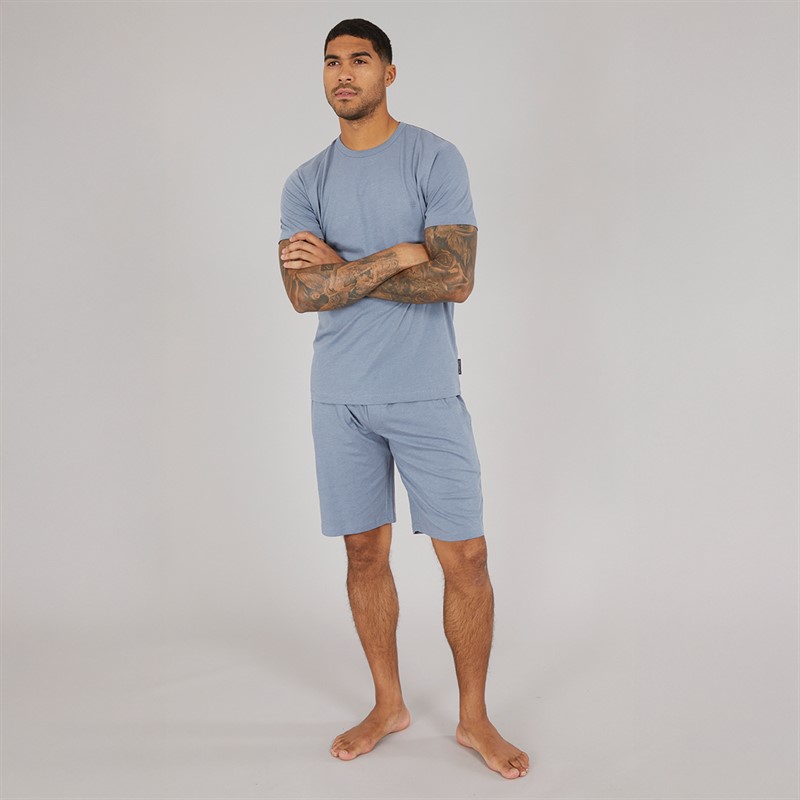 French Connection Mens FC Shorts And Crew Co-Ord Light Blue Melange