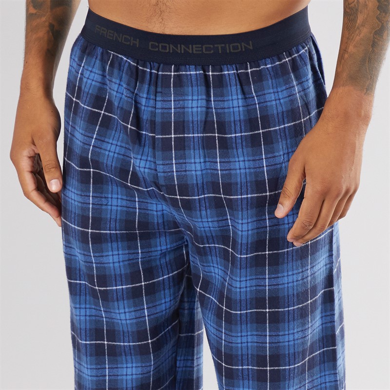 French Connection Mens FC Flannel Pants Multi Blue