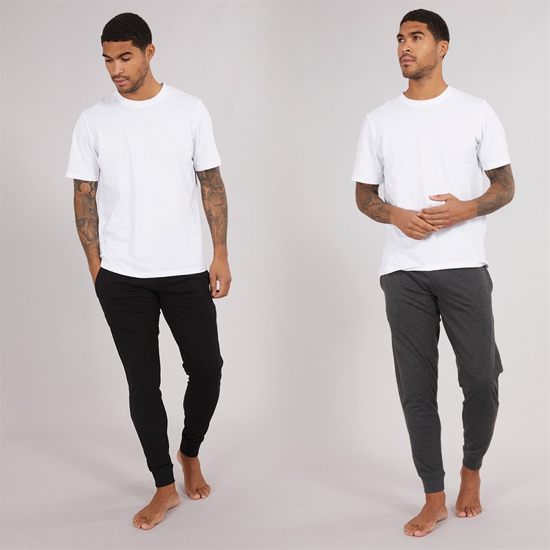 French Connection Mens Two Pack FC Joggers Black/Charcoal Melange