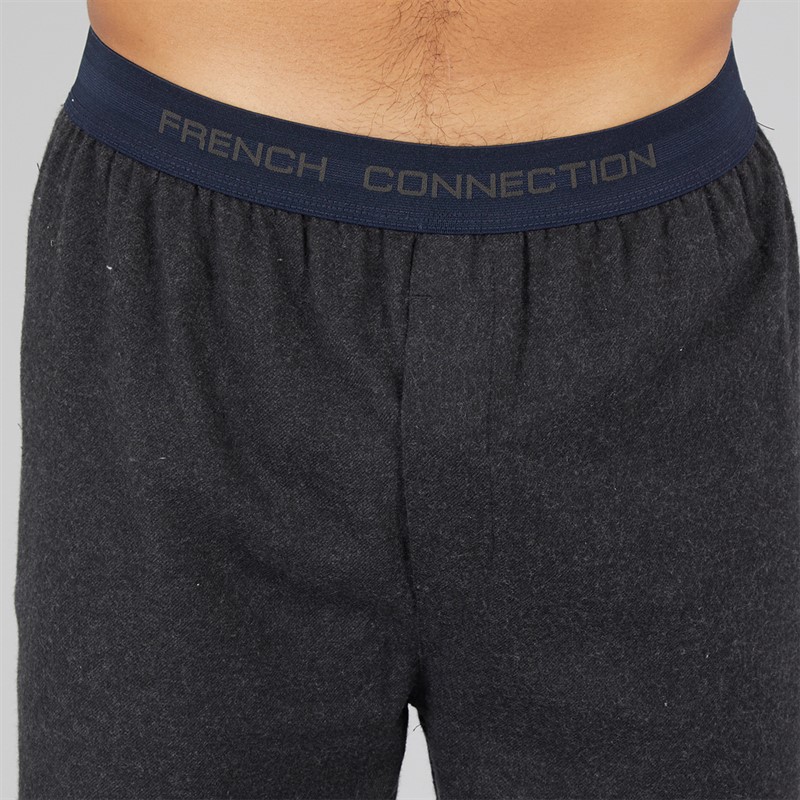 French Connection Mens FC Plain Flannel Pants Charcoal Melange Solid Charcoal Melange  Solid