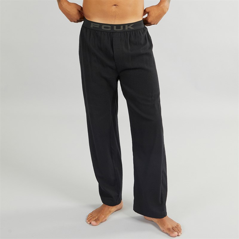 French Connection Mens FCUK Plain Flannel Pants Black
