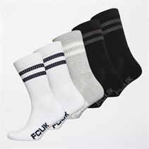 French Connection Mens FCUK Six Pack Sports Stripe Socks Multi 1