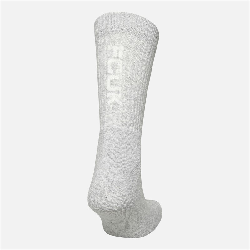 French Connection Mens FCUK Five Pack Vertical Crew Socks Light Grey Melange/White