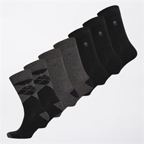 French Connection Mens FC Seven Pack Argyle Socks FC10 Black/Back/Black/Charcal Melange/Charcoal Melange/Charcoal Melange/Charcoal Melange