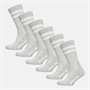 French Connection Mens FCUK Six Pack Sports Stripe Socks Grey/White