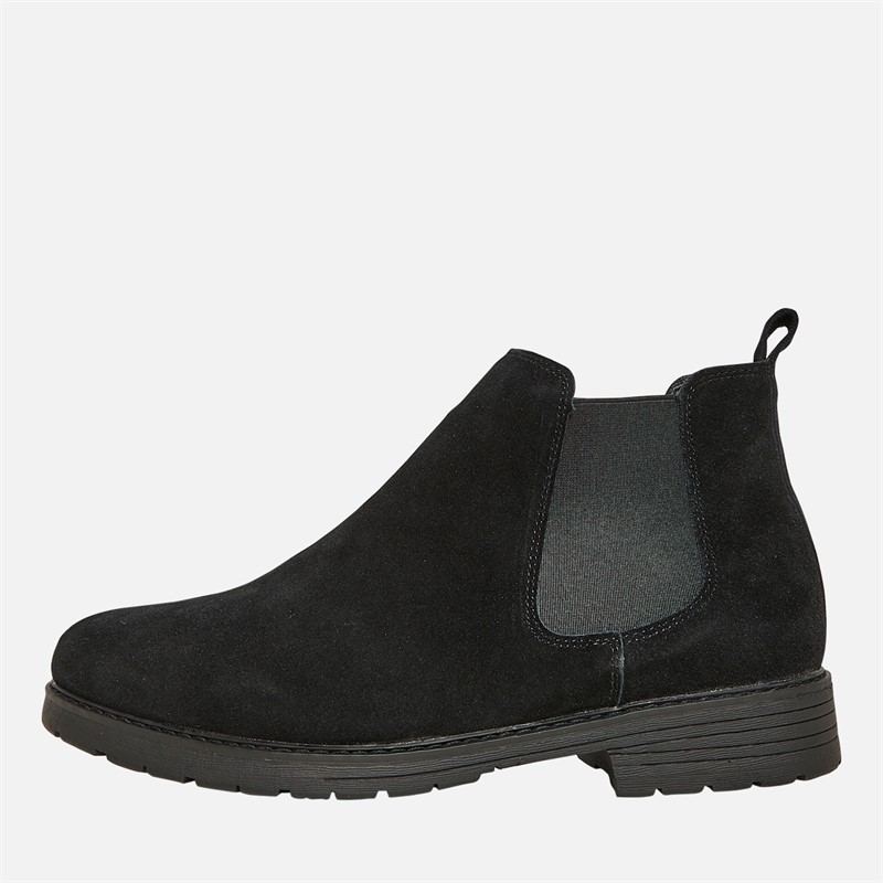 French Connection Herren FC Wildleder Stollen Chelsea Boots Schwarz Wildleder