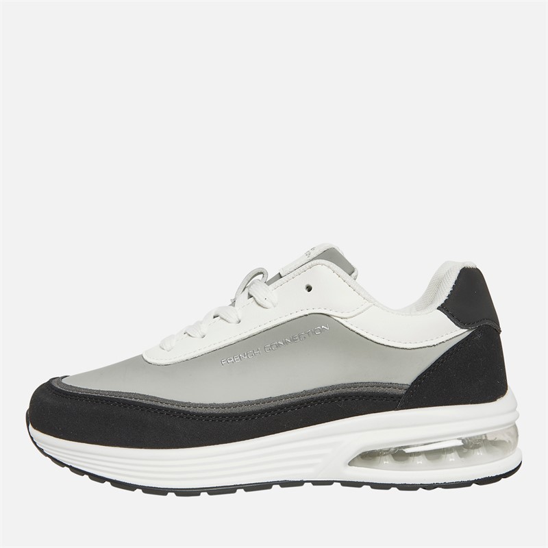 French Connection Junior Junge Wildleder Block Turnschuhe Weiss / Schwarz