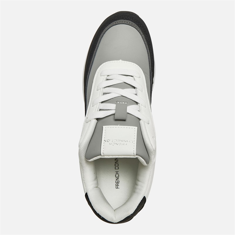 French Connection Junior Junge Wildleder Block Turnschuhe Weiss / Schwarz