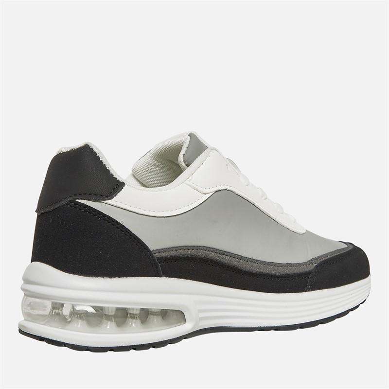 French Connection Junior Junge Wildleder Block Turnschuhe Weiss / Schwarz