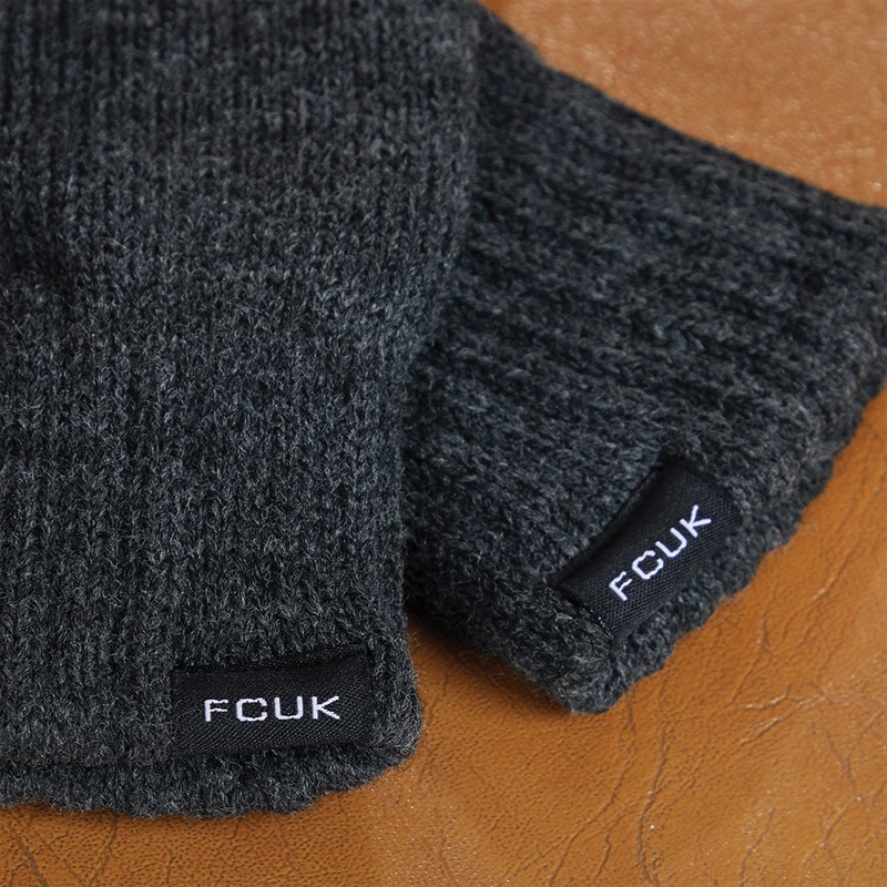 French Connection Mens Touchscreen Gloves Charcoal