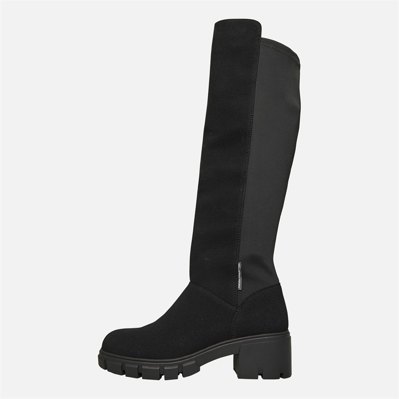 French Connection Womens Chunky Knee High Stretch Boots Black - Size 3
