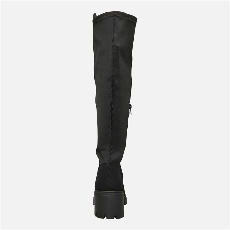 French Connection Damen Klobig Kniehoch Stretch Stiefel Schwarz