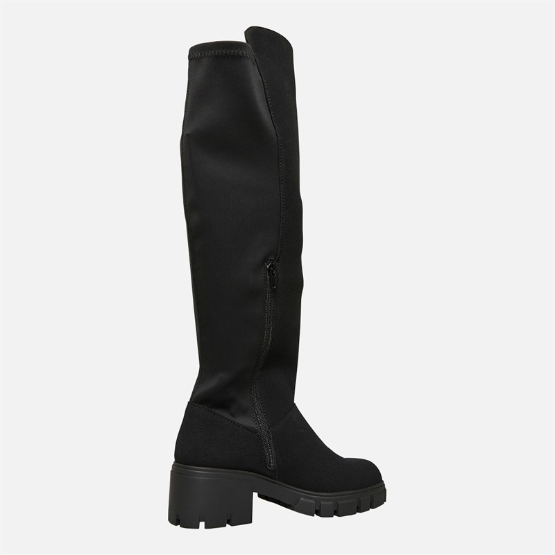 French Connection Damen Klobig Kniehoch Stretch Stiefel Schwarz