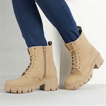 French Connection Womens Chunky Lace Boots Stone