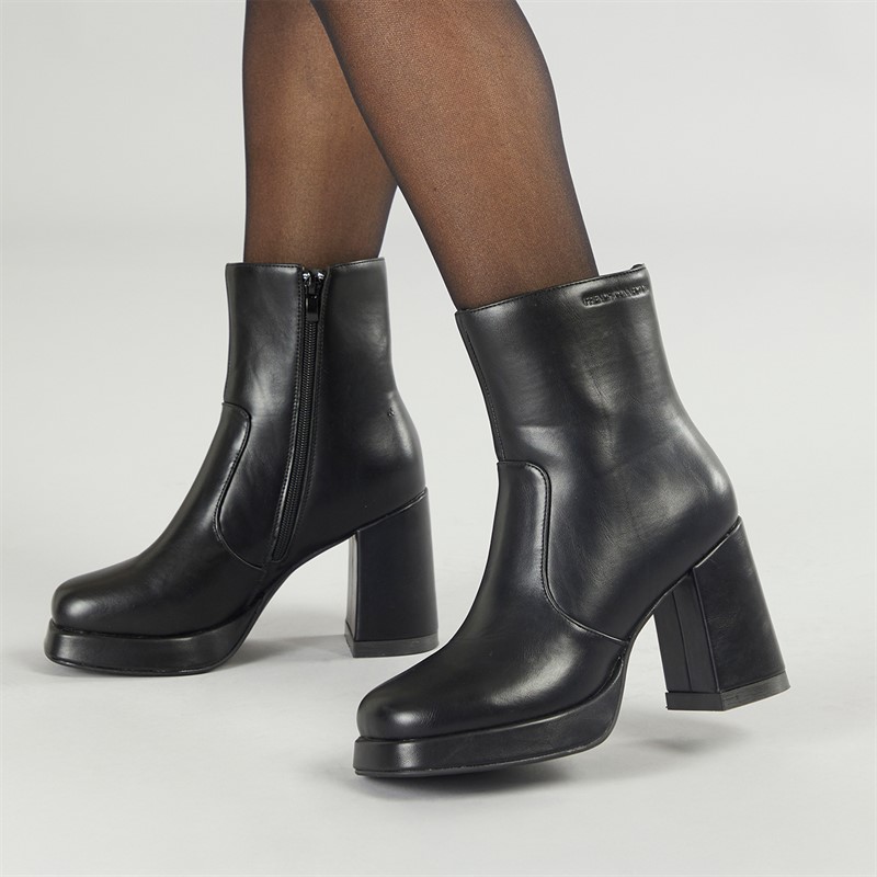 French Connection Womens Square Toe Heel Boots Black - Size 3