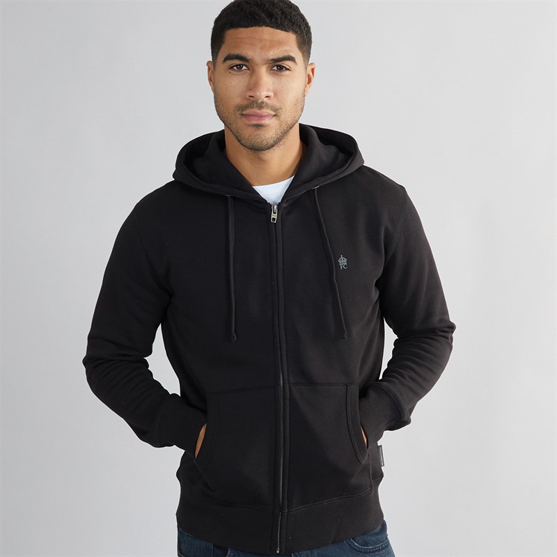 French Connection Mens Zip Hoodie Black/Gunmetal