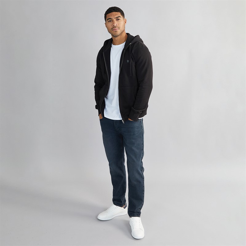 French Connection Mens Zip Hoodie Black/Gunmetal