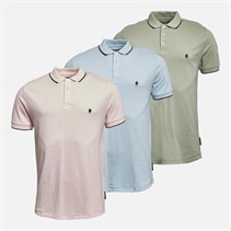 French Connection Mens Three Pack Tipped Pique Polos Multi 2