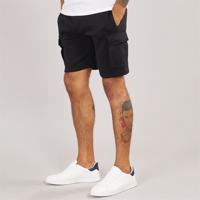 French Connection Mens Jersey Cargo Shorts Black
