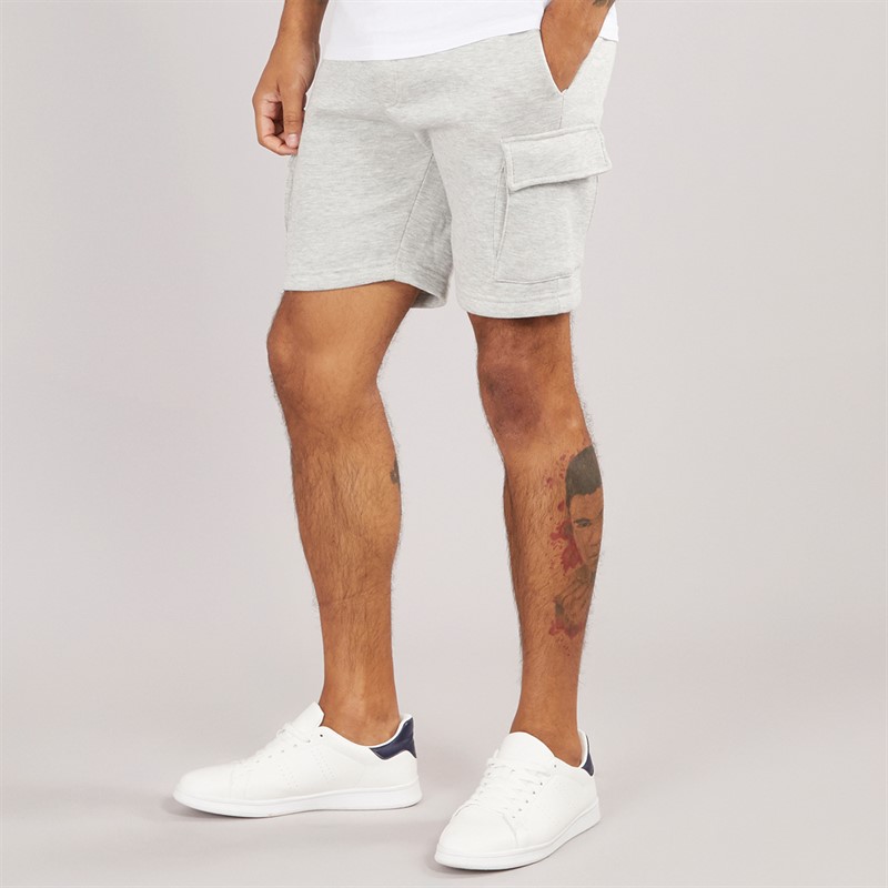 French Connection Mens Jersey Cargo Shorts Light Grey Mel - Size M