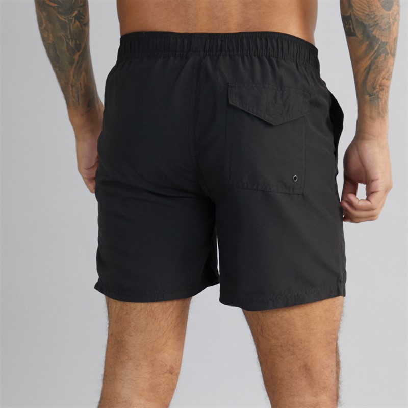 French Connection Mens Contrast Swim Shorts Black/Gunmetal