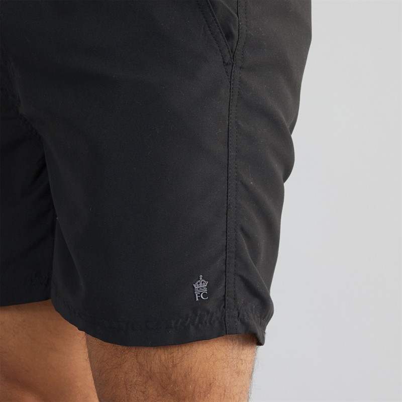 French Connection Mens Contrast Swim Shorts Black/Gunmetal