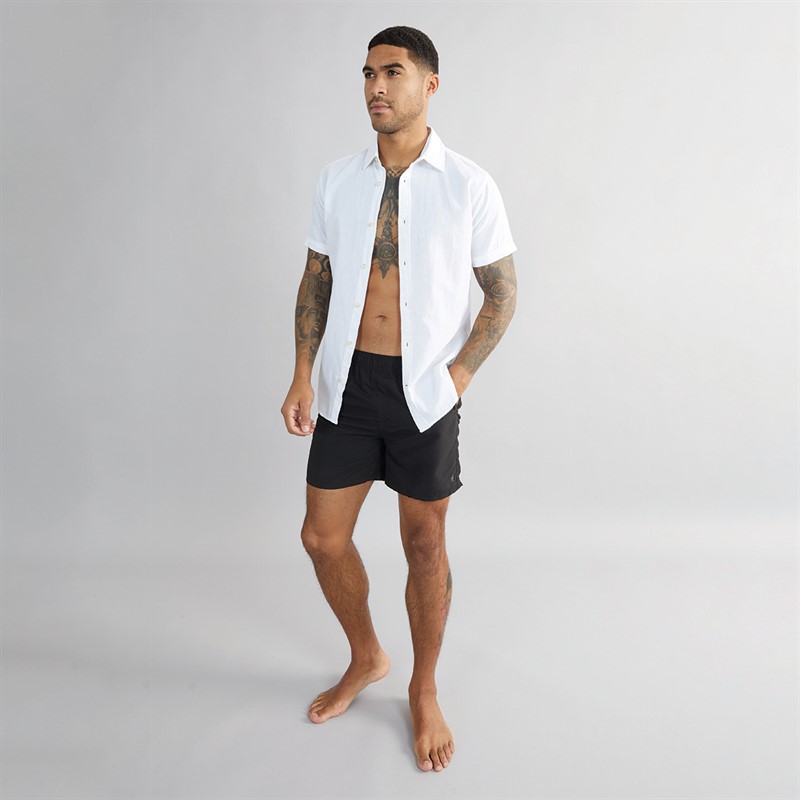 French Connection Mens Contrast Swim Shorts Black/Gunmetal