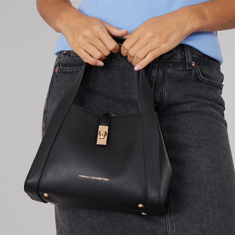 French Connection Womens Lock Bag Black - Size OS