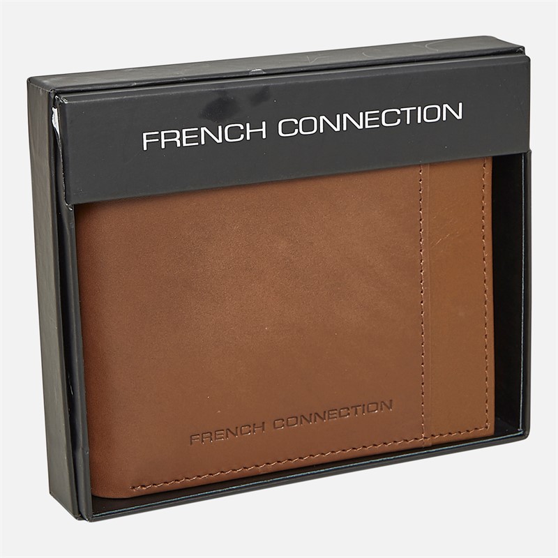 French Connection Mens Leather Wallet Tobacco