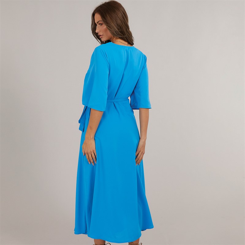 French Connection Womens Wrap Angel L Dress Bright Blue