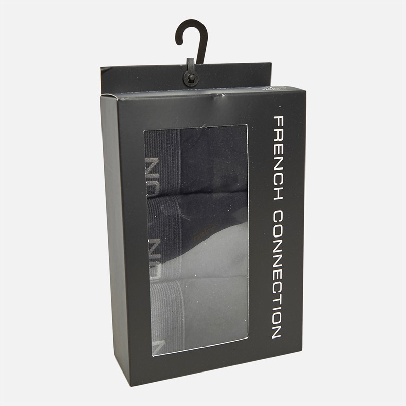 French Connection Mens Three Pack FC Boxer Trunks FC1 Black/Black/Black