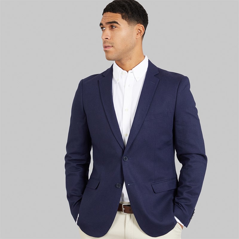 French Connection Mens Linen Blazer Marine